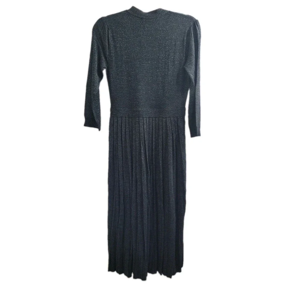NWT Kate Spade Dashing Beauty Metallic Faux Wrap Sweater Dress Black S $328